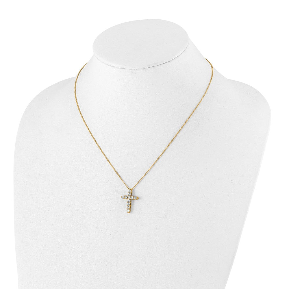 14K Gelbgold Echt Diamant Kreuz 18 Zoll Halskette