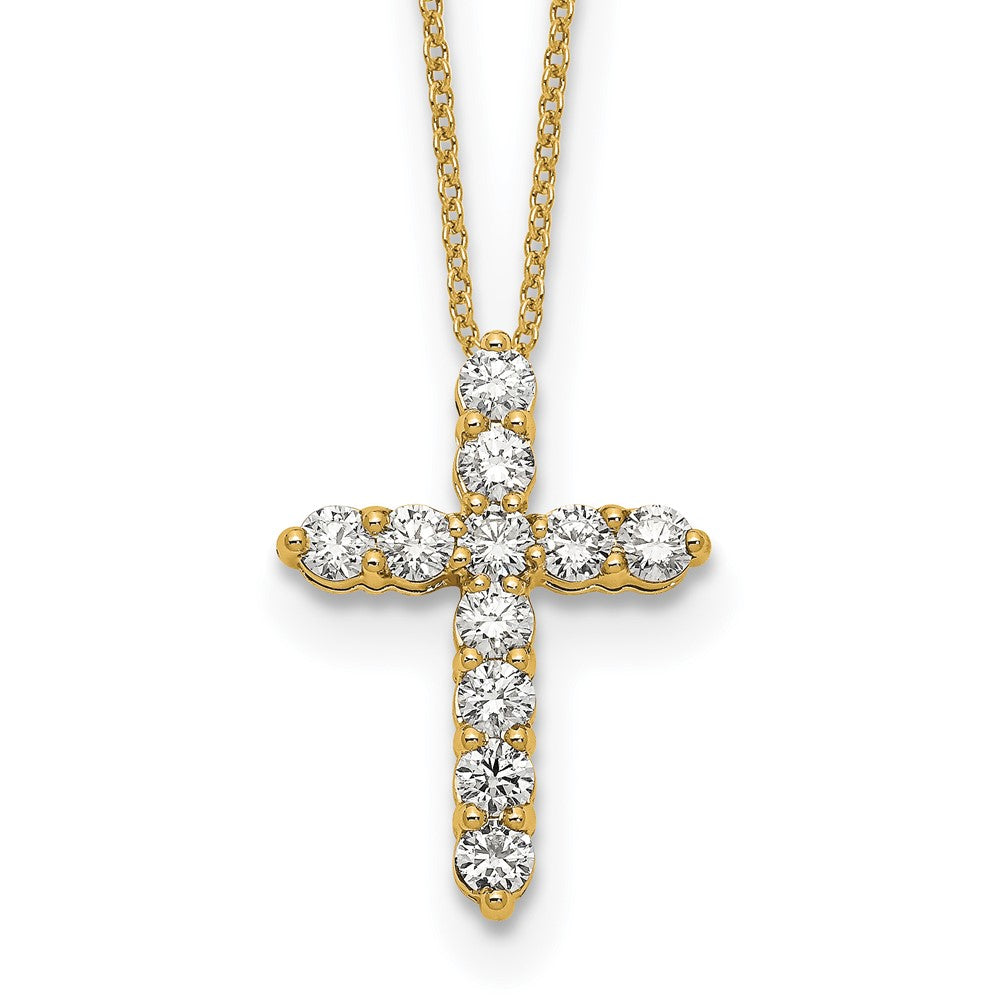 14K Gelbgold Echt Diamant Kreuz 18 Zoll Halskette