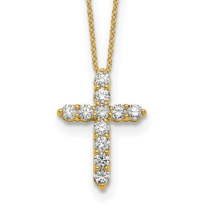 14K Gelbgold Echt Diamant Kreuz 18 Zoll Halskette