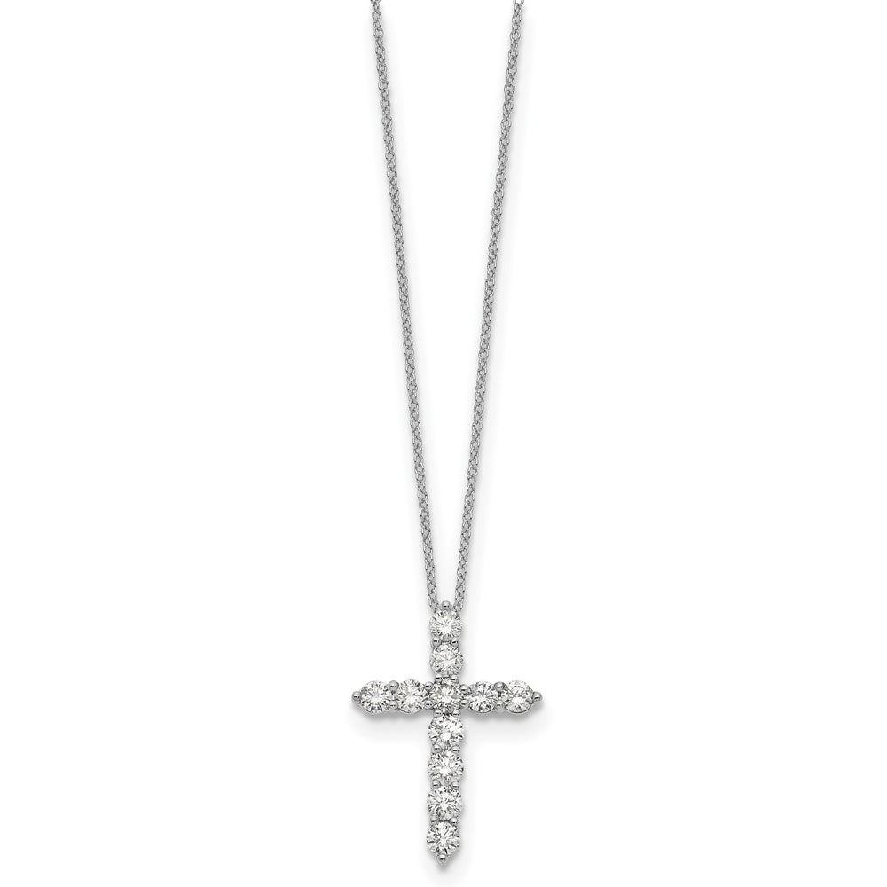 14K Weißgold Kreuzanhänger mit echten Diamanten