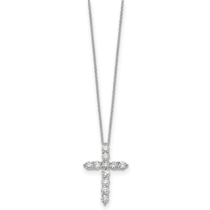 14K Weißgold Kreuzanhänger mit echten Diamanten