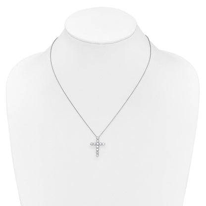 14K Weißgold Kreuzanhänger mit echten Diamanten