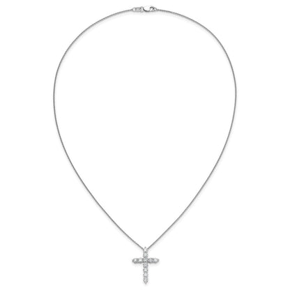 14K Weißgold Kreuzanhänger mit echten Diamanten