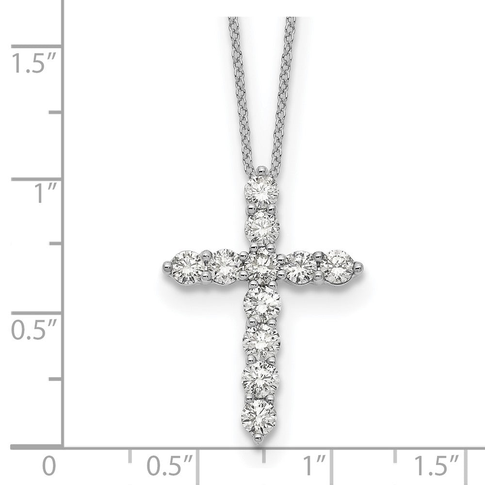 14K Weißgold Kreuzanhänger mit echten Diamanten