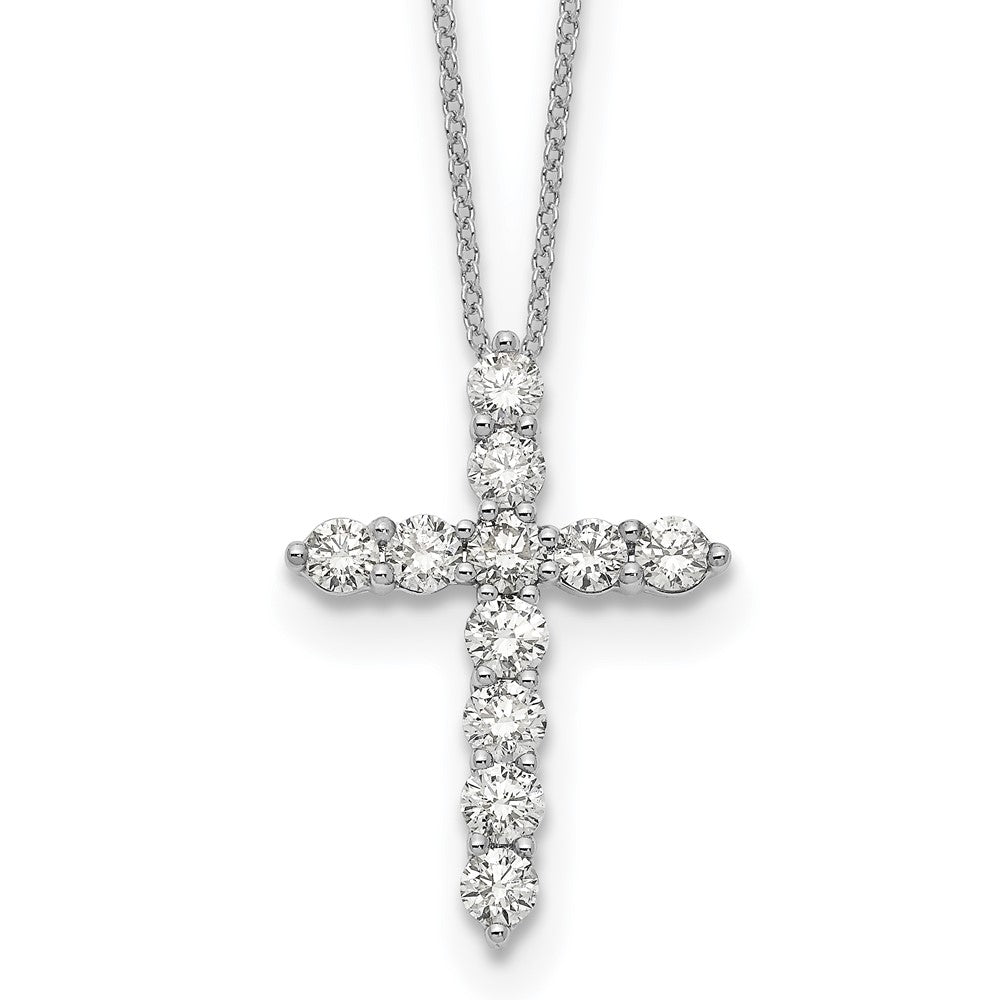 14K Weißgold Kreuzanhänger mit echten Diamanten