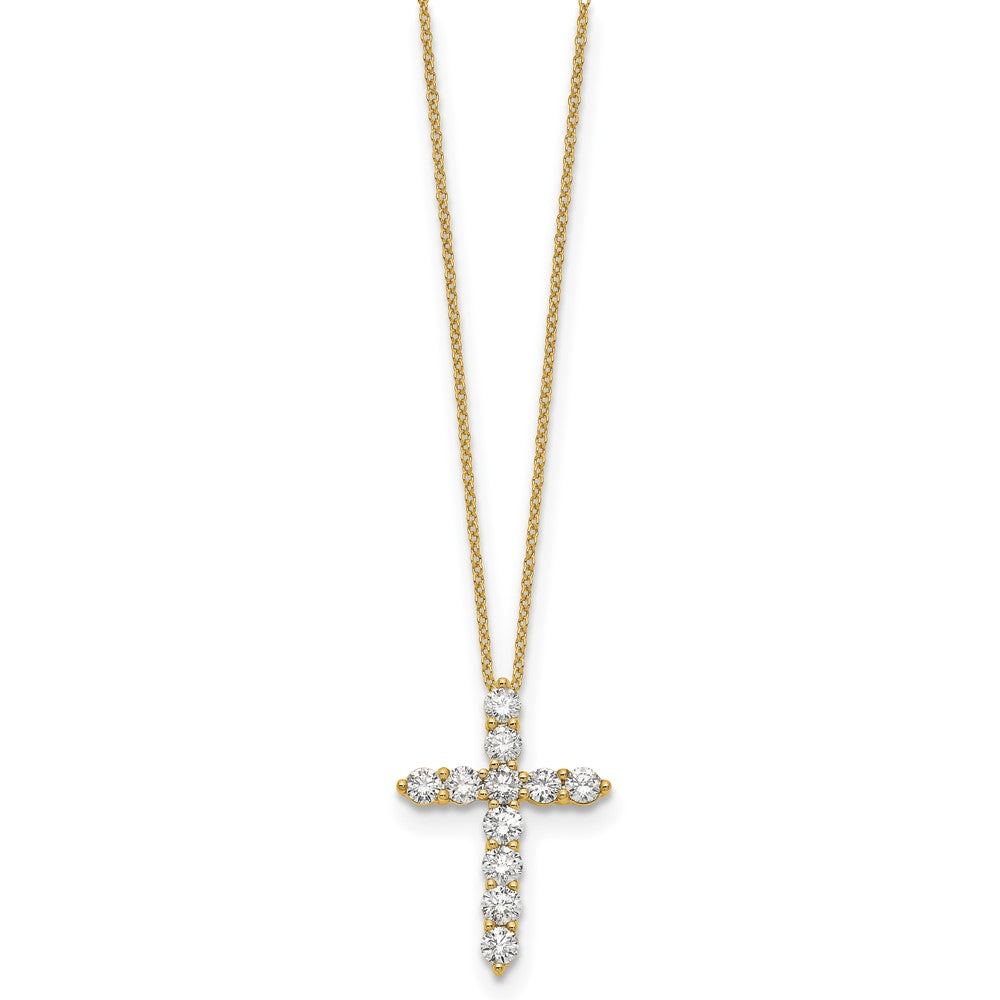 14K Gelbgold Echt Diamant Kreuz 18 Zoll Halskette