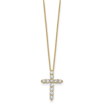14K Gelbgold Echt Diamant Kreuz 18 Zoll Halskette