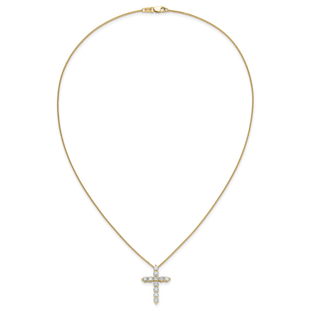 14K Gelbgold Echt Diamant Kreuz 18 Zoll Halskette