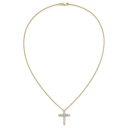 14K Gelbgold Echt Diamant Kreuz 18 Zoll Halskette