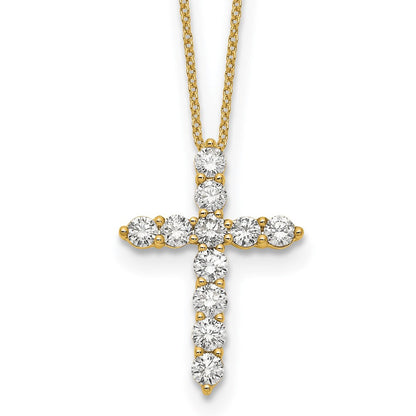 14K Gelbgold Echt Diamant Kreuz 18 Zoll Halskette