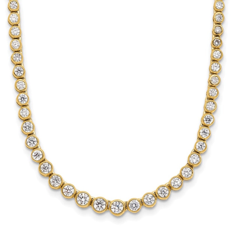 14K Gelbgold 3 Ct. Im Labor Gezüchtet Diamant Vs/si+ G+ 16 Zoll mit A 2 Zoll Verlängerung Abgestuft Zargenfassung Set Tennis Halskette