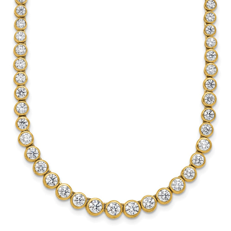 14K Gelbgold 7 Ct. Im Labor Gezüchtet Diamant Vs/si+ G+ 16 Zoll mit A 2 Zoll Verlängerung Abgestuft Zargenfassung Set Tennis Halskette