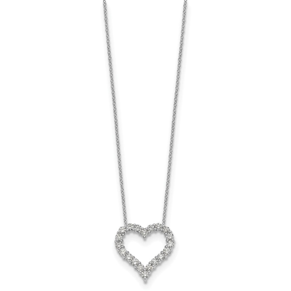 14K Weißgold Echt Diamant Herz 18 Zoll Halskette