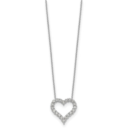 14K Weißgold Echt Diamant Herz 18 Zoll Halskette