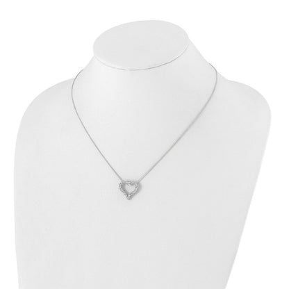 14K Weißgold Echt Diamant Herz 18 Zoll Halskette