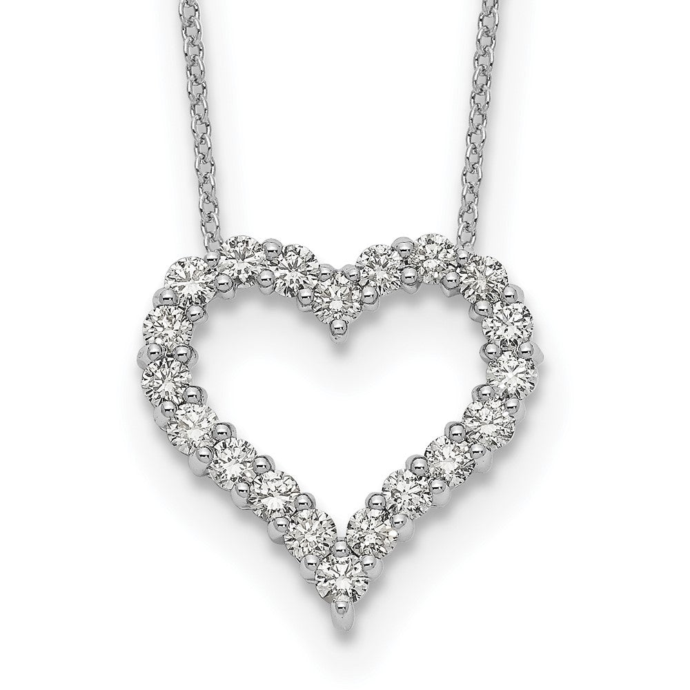 14K Weißgold Echt Diamant Herz 18 Zoll Halskette