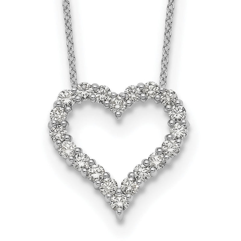 14K Weißgold Echt Diamant Herz 18 Zoll Halskette