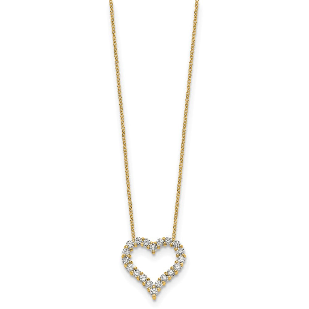 14K Gelbgold Echt Diamant Herz 18 Zoll Halskette
