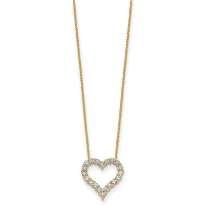 14K Gelbgold Echt Diamant Herz 18 Zoll Halskette