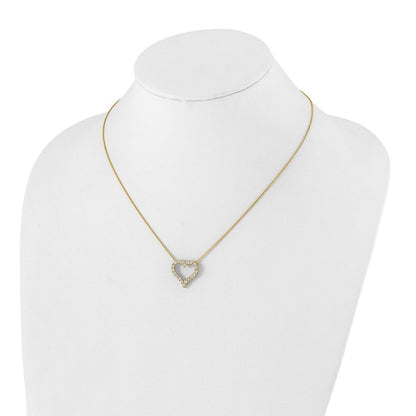 14K Gelbgold Echt Diamant Herz 18 Zoll Halskette