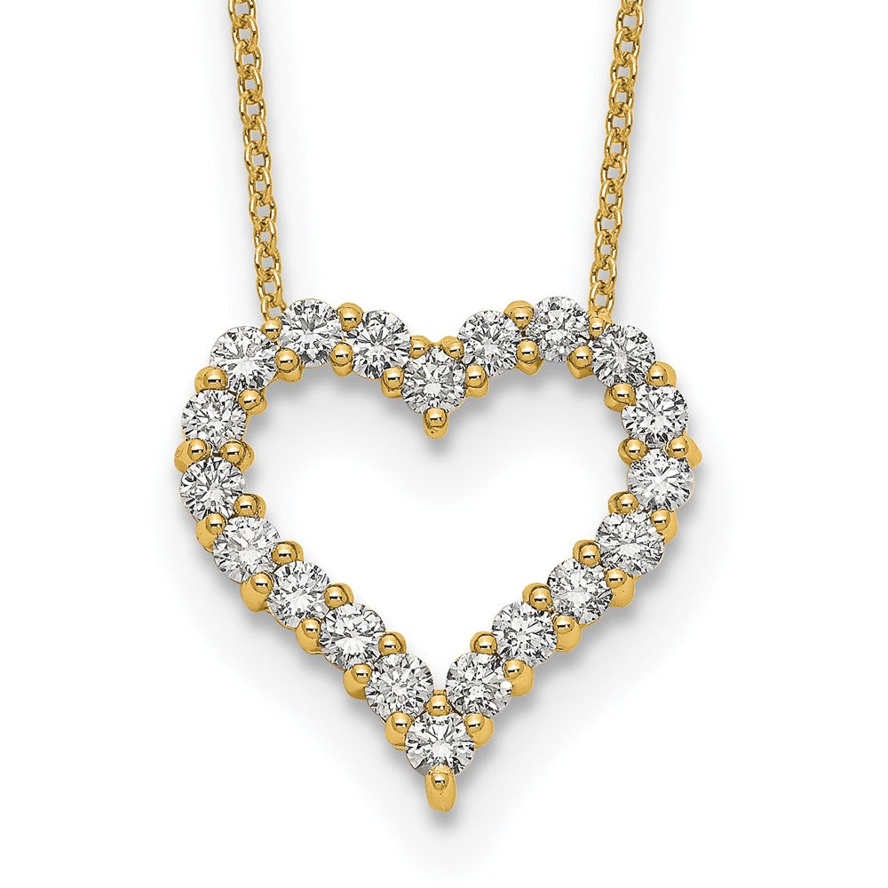 14K Gelbgold Echt Diamant Herz 18 Zoll Halskette
