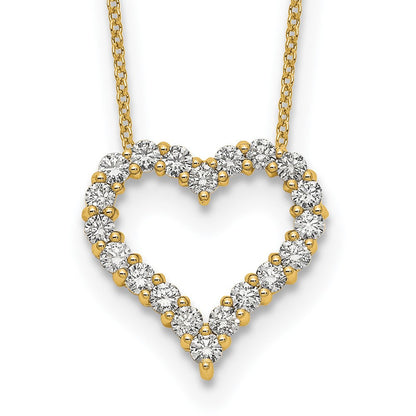 14K Gelbgold Echt Diamant Herz 18 Zoll Halskette