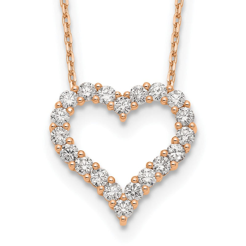14K Roségold True Origin 1 1/2 Karat Im Labor Gezüchtet Diamant Vs Def 18 Zoll Offen Herz Anhänger Halskette