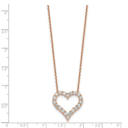 46 cm (18 Zoll) Herzanhänger aus 14K Roségold mit Kette