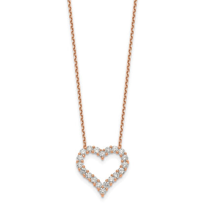 46 cm (18 Zoll) Herzanhänger aus 14K Roségold mit Kette