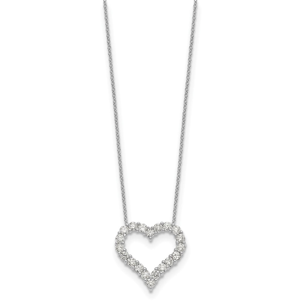 14K Weißgold Herzanhänger mit echtem Diamant