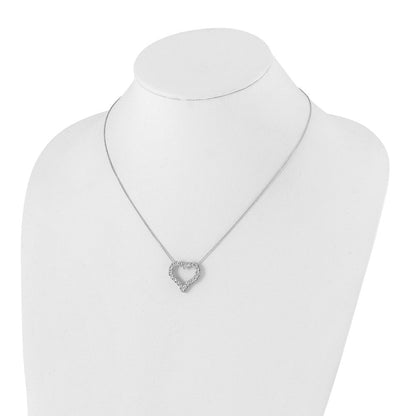 14K Weißgold Herzanhänger mit echtem Diamant
