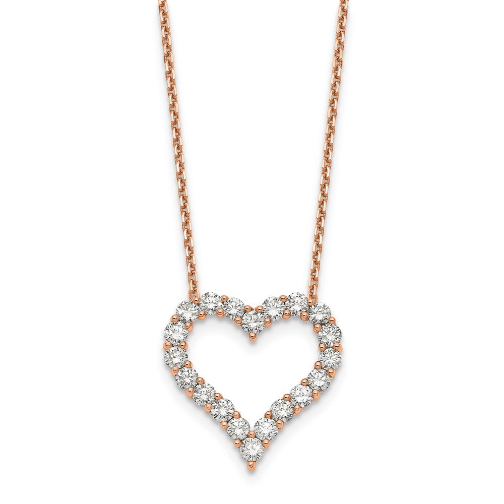45 cm (18 Zoll) 14K Roségold Herz-Anhänger mit Kette