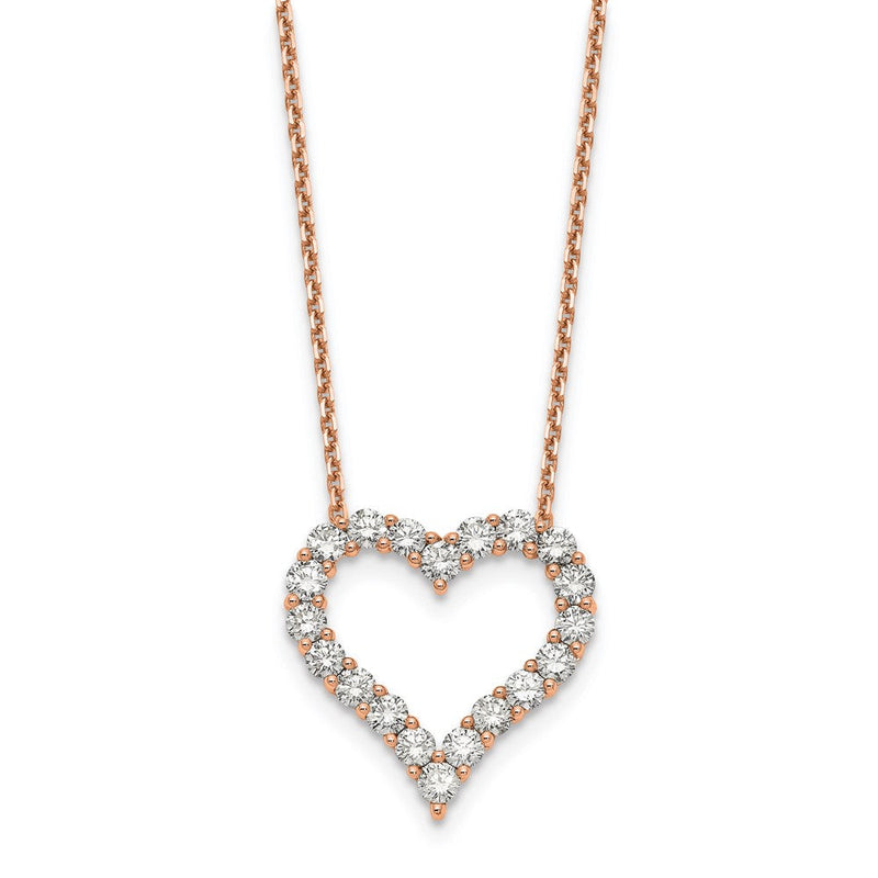 45 cm (18 Zoll) 14K Roségold Herz-Anhänger mit Kette
