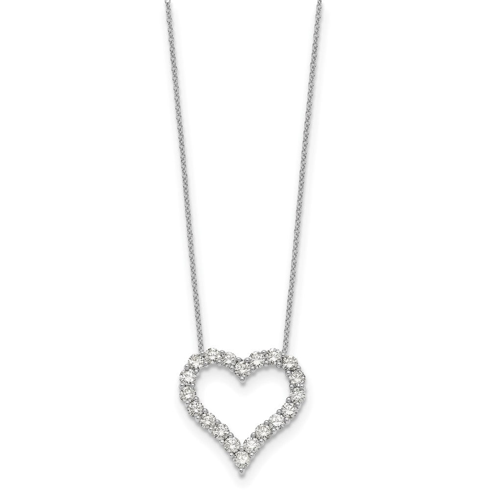 14K Weißgold Herzanhänger mit echtem Diamant