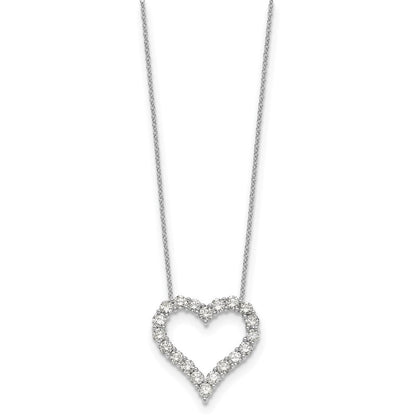 14K Weißgold Herzanhänger mit echtem Diamant