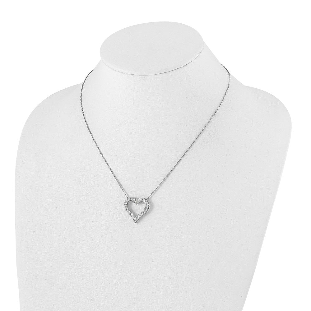 14K Weißgold Herzanhänger mit echtem Diamant