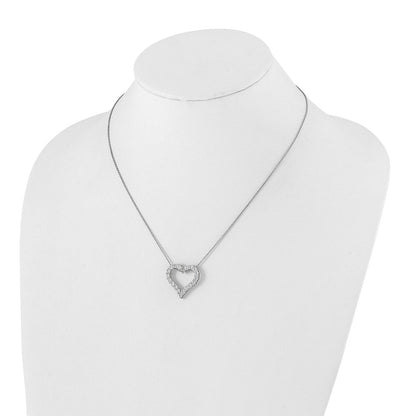 14K Weißgold Herzanhänger mit echtem Diamant