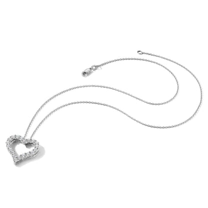 14K Weißgold Echt Diamant Herz 18 Zoll Halskette