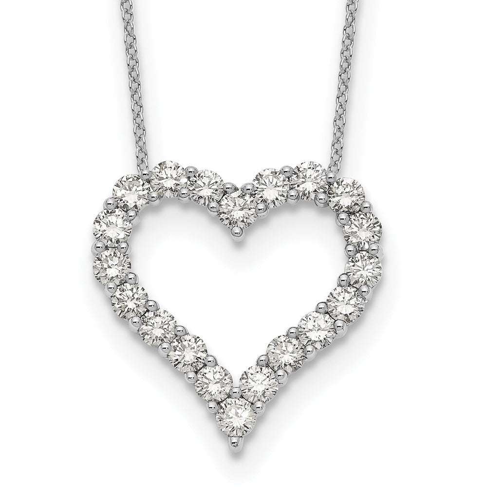 14K Weißgold Herzanhänger mit echtem Diamant