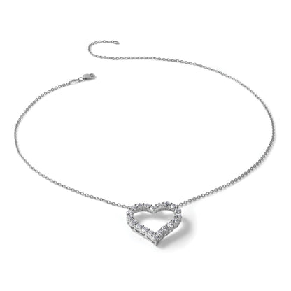 14K Weißgold Echt Diamant Herz 18 Zoll Halskette