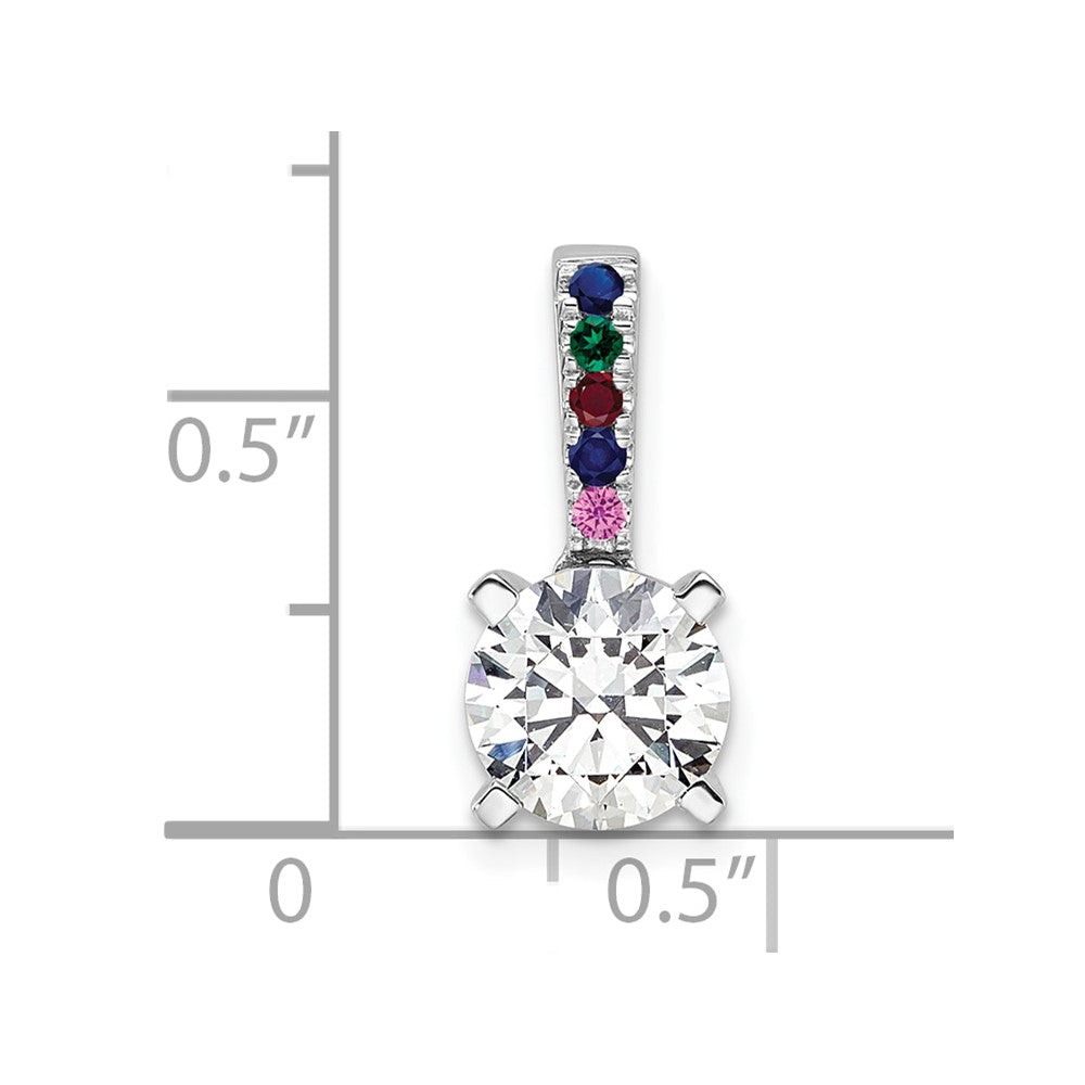 14K Weißgold Anhänger mit Labor gezüchteten Diamanten VS/SI FGH und Mehrfarb-Edelsteinen, Composite