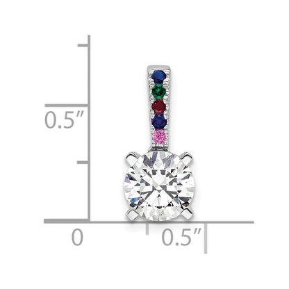 14K Weißgold Anhänger mit Labor gezüchteten Diamanten VS/SI FGH und Mehrfarb-Edelsteinen, Composite