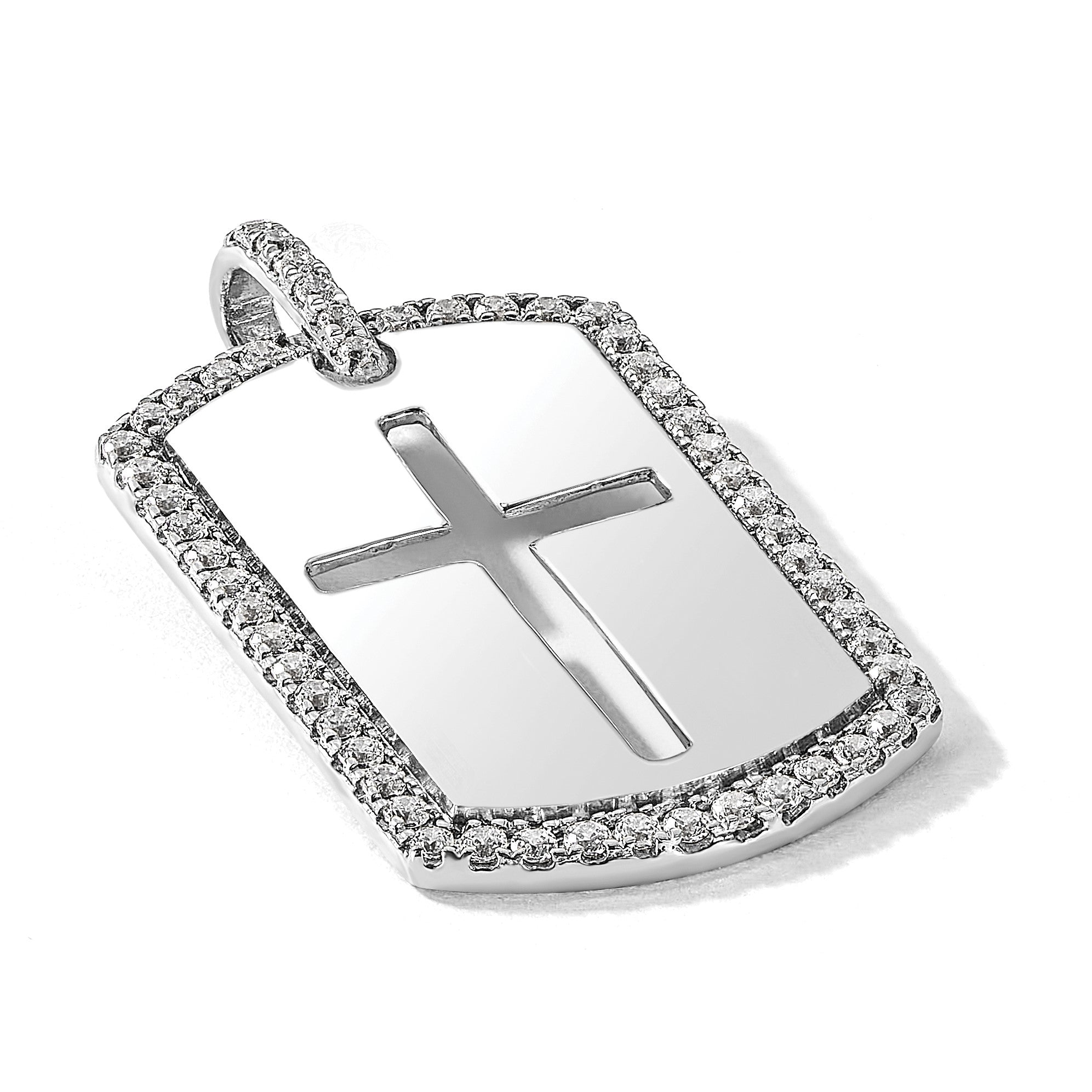 14K Weißgold True Origin Herren 3/4 Karat Im Labor Gezüchtet Diamant Vs D E F Kreuz Erkennungsmarke Anhänger