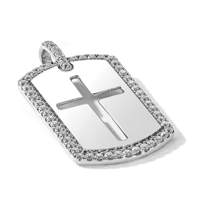 14K Weißgold True Origin Herren 3/4 Karat Im Labor Gezüchtet Diamant Vs D E F Kreuz Erkennungsmarke Anhänger