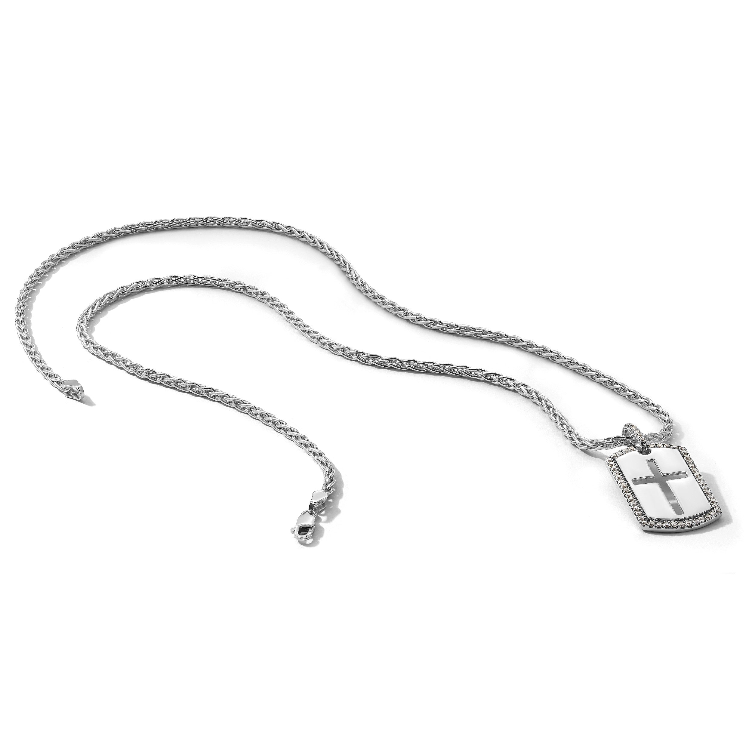 14K Weißgold True Origin Herren 3/4 Karat Im Labor Gezüchtet Diamant Vs D E F Kreuz Erkennungsmarke Anhänger