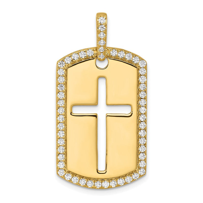 14K Gelbgold True Origin Herren 3/4 Karat Im Labor Gezüchtet Diamant Vs D E F Kreuz Erkennungsmarke Anhänger