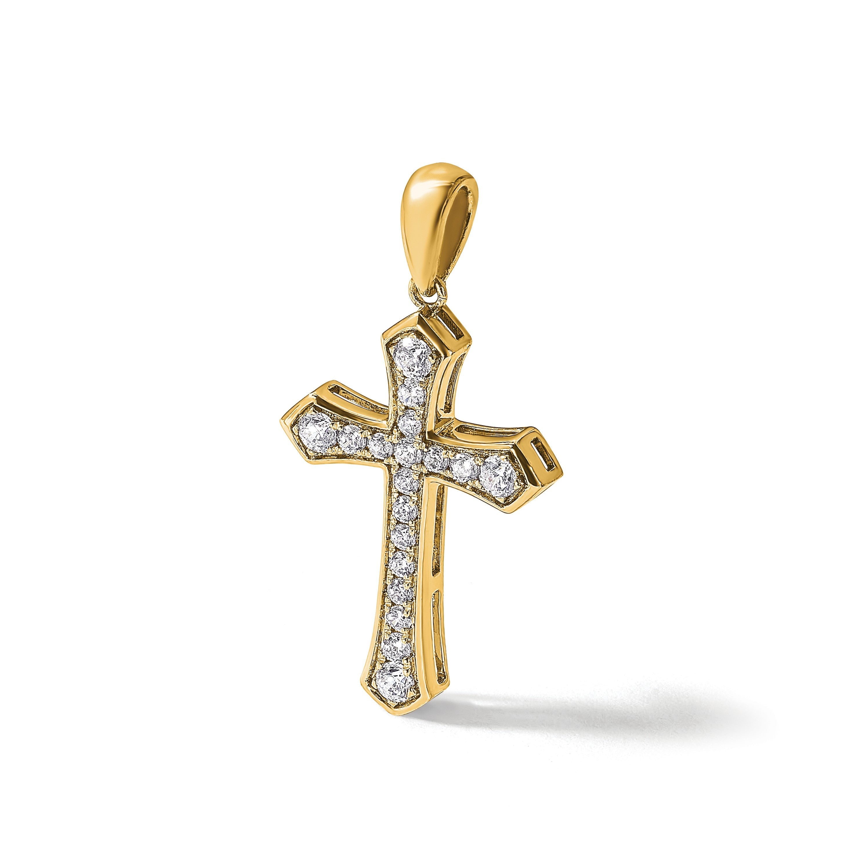 14K Gelbgold True Origin 3/4 Karat Im Labor Gezüchtet Diamant Vs D E F Kreuz Anhänger