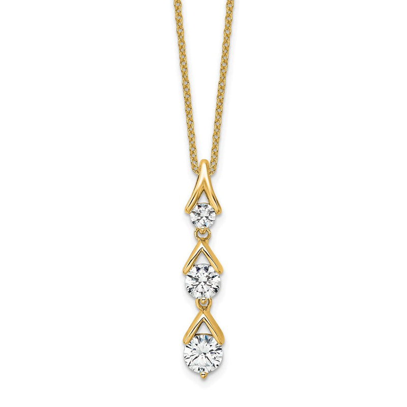 14K Gelbgold True Origin 1 Karat Im Labor Gezüchtet Diamant Vs Def 18 Zoll Dreistein Anhänger Halskette