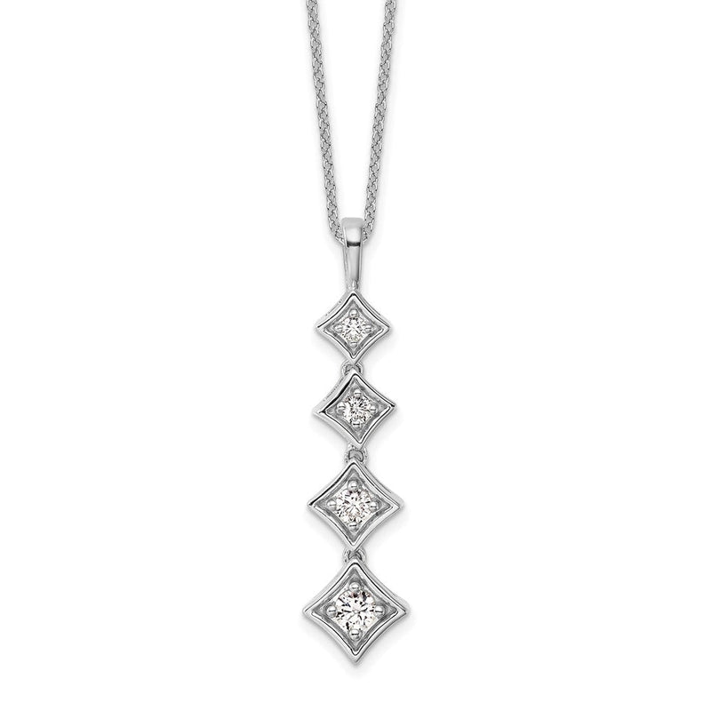 14K Weißgold True Origin 3/8 Karat Im Labor Gezüchtet Diamant Vs Def 18 Zoll Vier Stein Anhänger Halskette