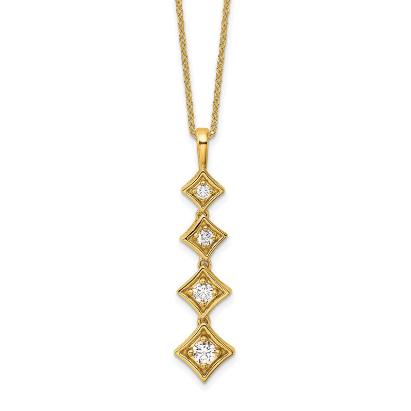 14K Weißgold True Origin 3/8 Karat Im Labor Gezüchtet Diamant Vs Def 18 Zoll Vier Stein Anhänger Halskette